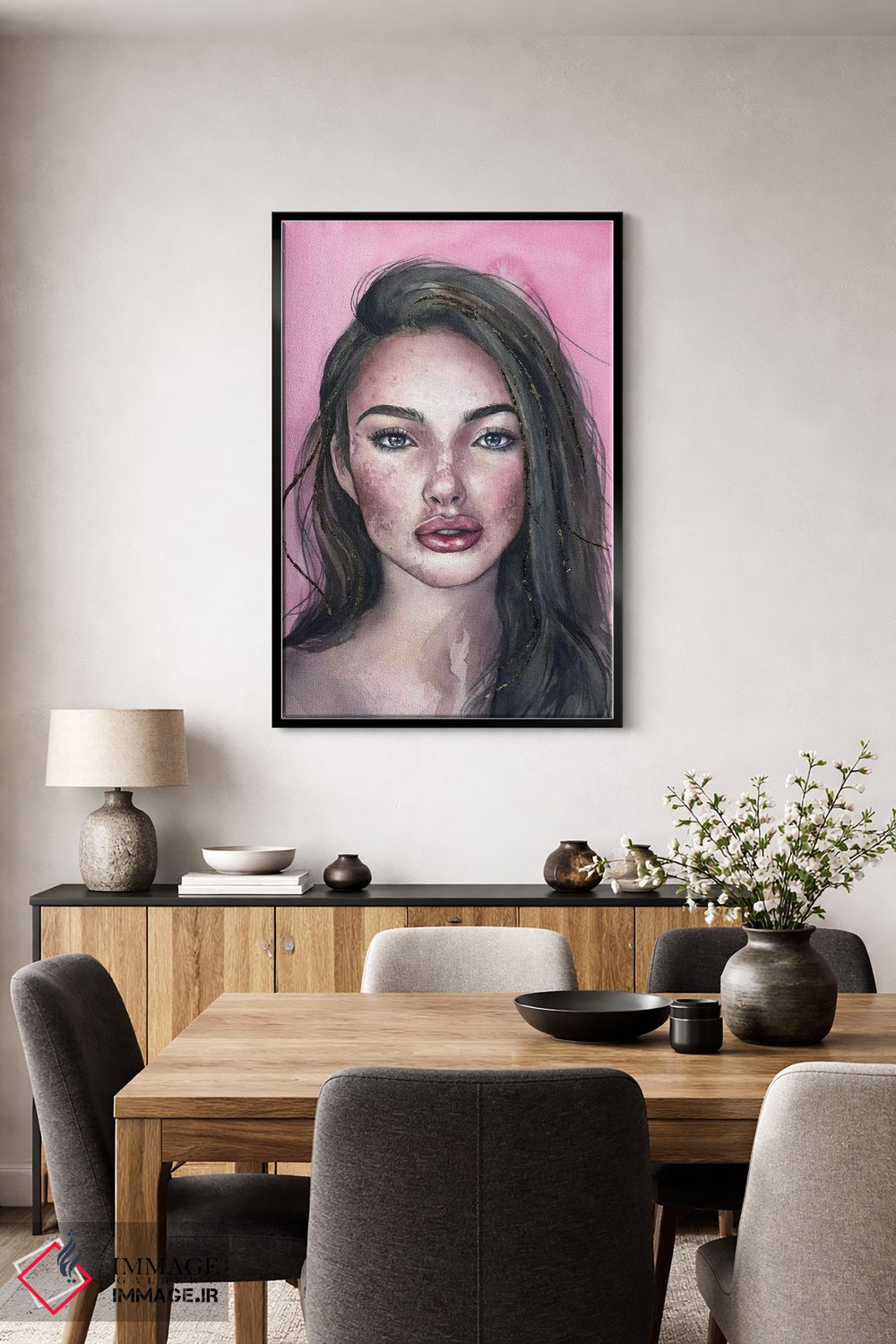 تابلو دکوراتیو پرتره صورتی اثر کایرا بالان - D3B
