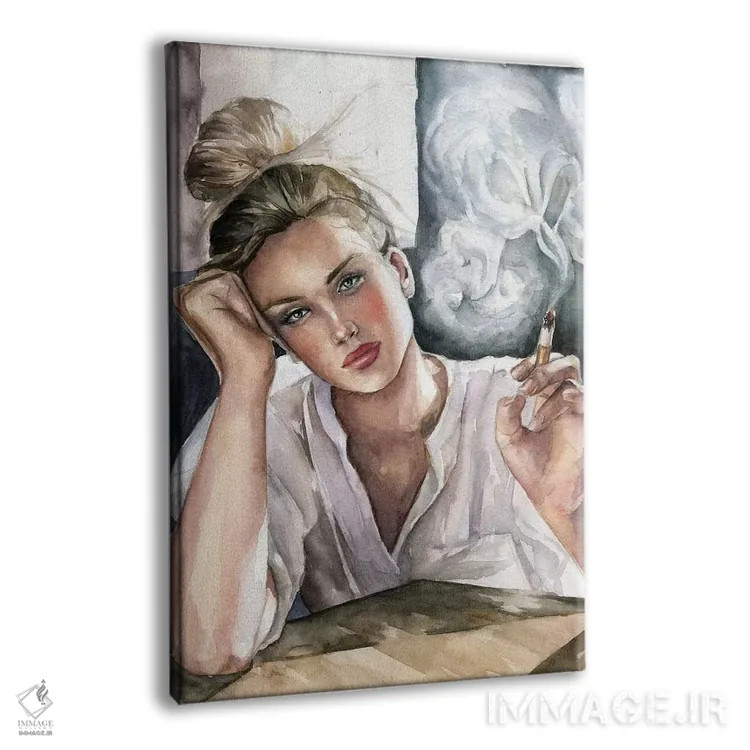 تابلو دکوراتیو دختر با سیگار اثر کایرا بالان - نمای پرسپکتیو محصول