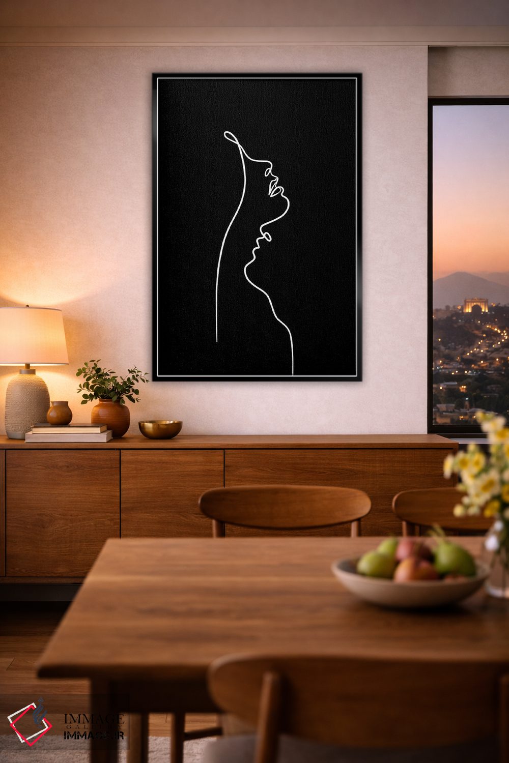 تابلو مینیمال لب هایی شبیه قطب نما اثر باور کی - D4B