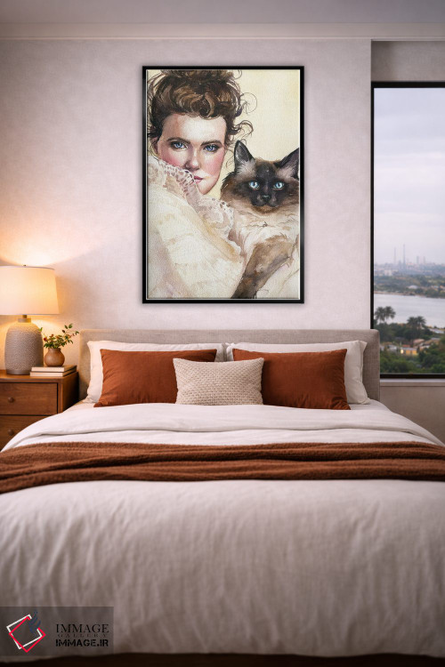 تابلو دکوراتیو خانم گربه ای اثر کایرا بالان - D3B