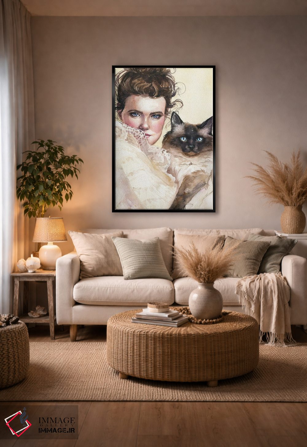تابلو دکوراتیو خانم گربه ای اثر کایرا بالان - D4B