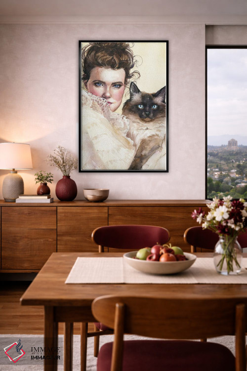 تابلو دکوراتیو خانم گربه ای اثر کایرا بالان - D5B