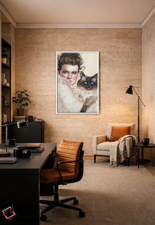 تابلو دکوراتیو خانم گربه ای اثر کایرا بالان - D6W