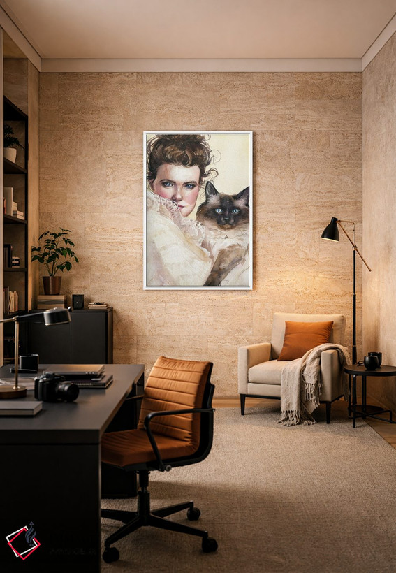 تابلو دکوراتیو خانم گربه ای اثر کایرا بالان - D6W