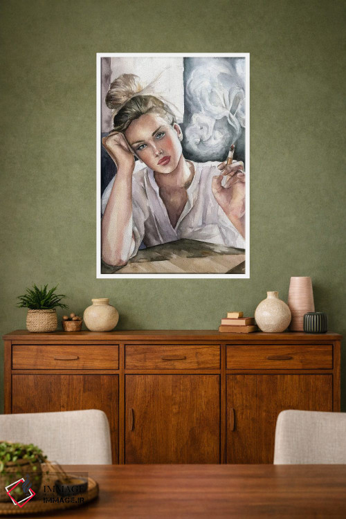 تابلو دکوراتیو دختر با سیگار اثر کایرا بالان - D1W