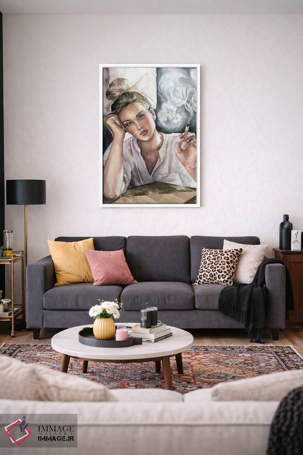 تابلو دکوراتیو دختر با سیگار اثر کایرا بالان - D2W