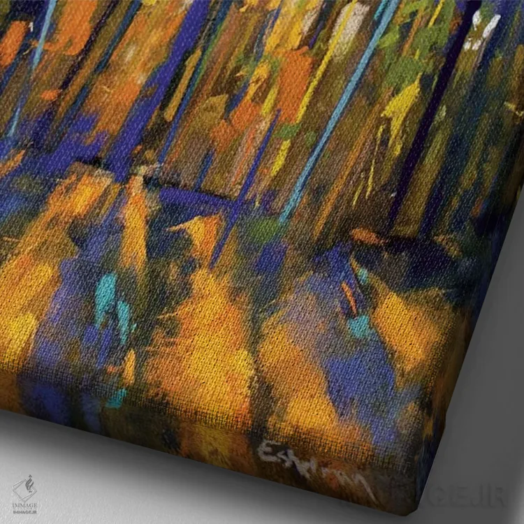 تابلو دکوراتیو نور جاری اثر کیم اشلمن - نمای نزدیک بافت بوم