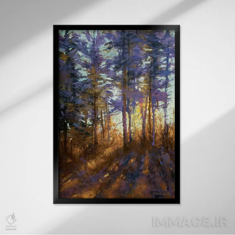 تابلو دکوراتیو گرگ و میش افسون شده اثر کیم اشلمن - نمای قابدار مشکی