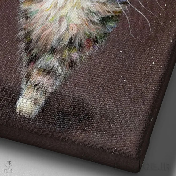 تابلو دکوراتیو گربه راه راه اثر کیم هاسکینز - نمای نزدیک بافت بوم