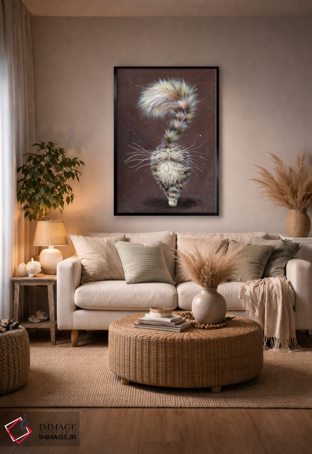 تابلو دکوراتیو گربه راه راه اثر کیم هاسکینز - D5B