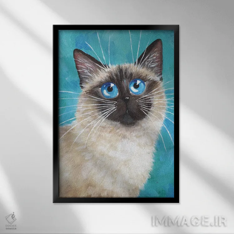 تابلو دکوراتیو جرج گربه اثر کیم هاسکینز - نمای قابدار مشکی