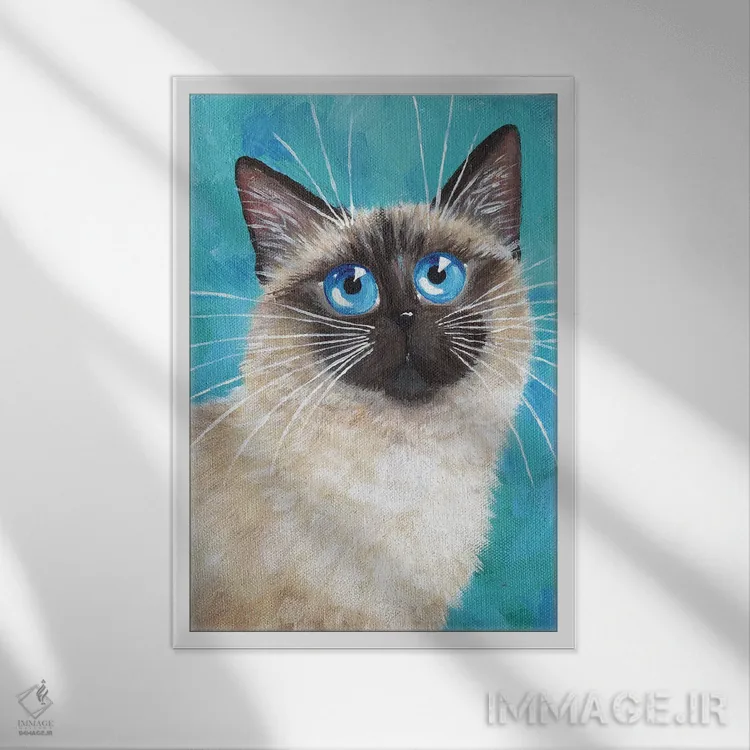 تابلو دکوراتیو جرج گربه اثر کیم هاسکینز - نمای قابدار سفید