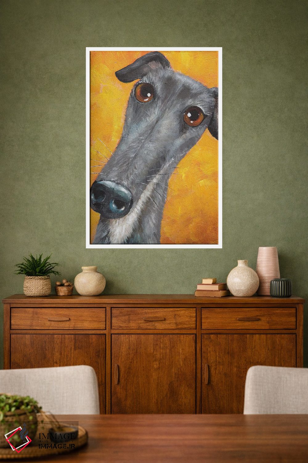 تابلو دکوراتیو لاکی سگ تازی اثر کیم هاسکینز - D1W