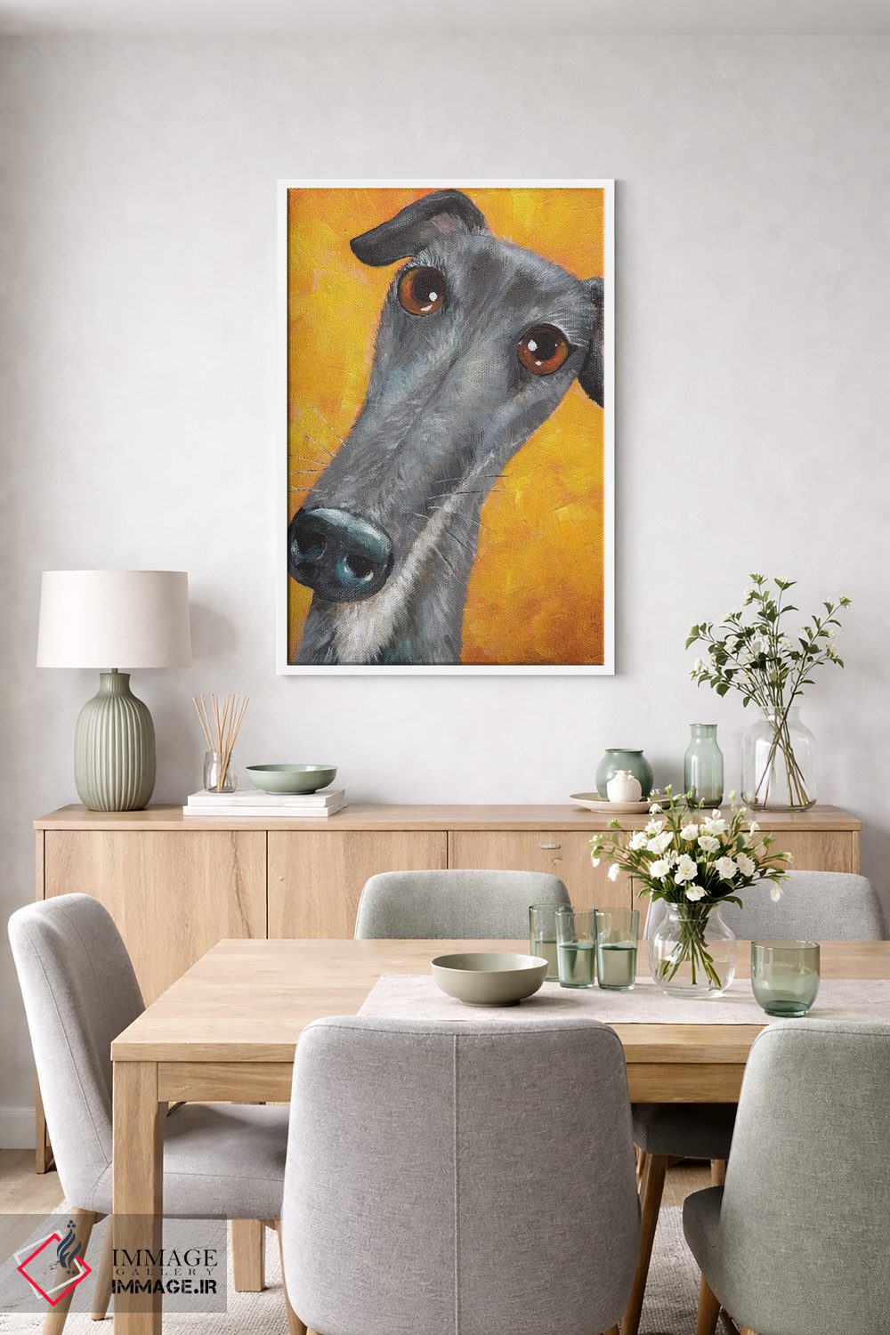 تابلو دکوراتیو لاکی سگ تازی اثر کیم هاسکینز - D5W