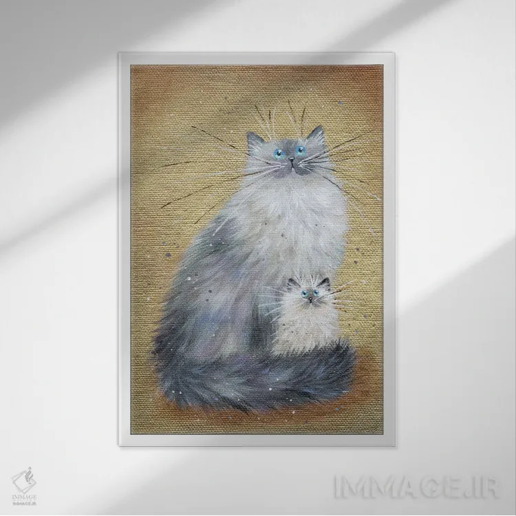 تابلو دکوراتیو نقره ای روی طلایی اثر کیم هاسکینز - نمای قابدار سفید