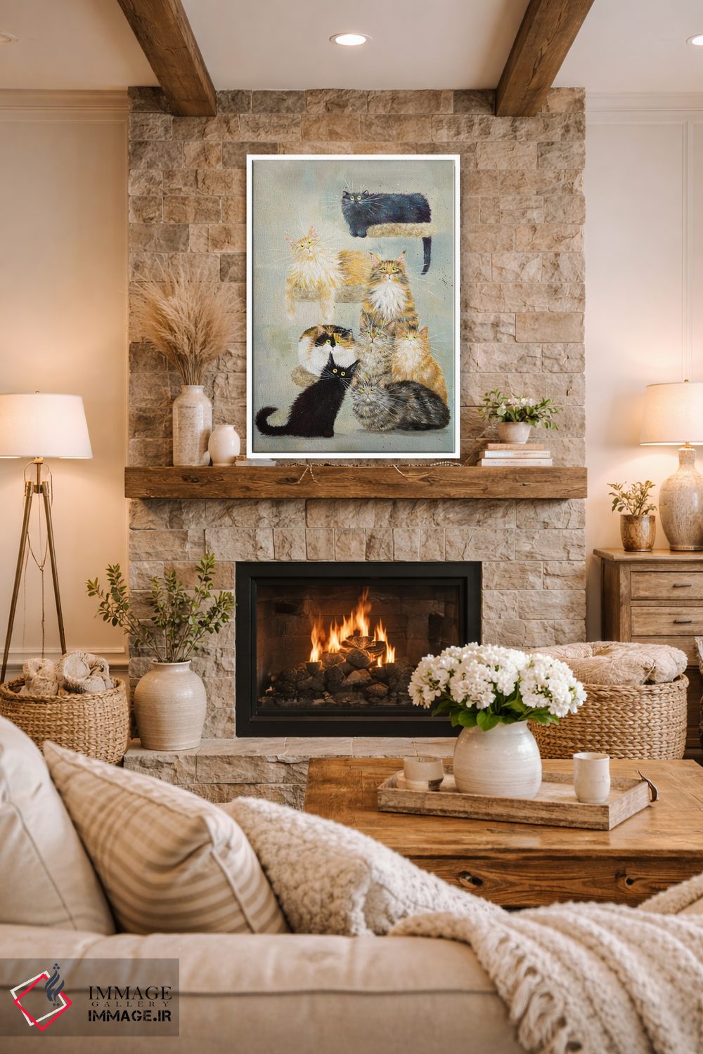 تابلو دکوراتیو گربه های هاینز اثر کیم هاسکینز - D1W
