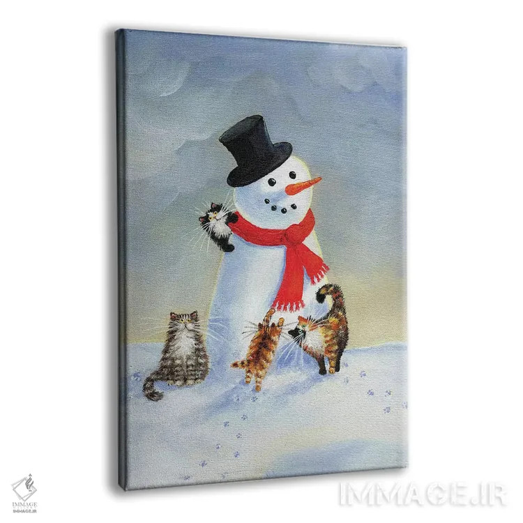 تابلو دکوراتیو گربه های برفی اثر کیم هاسکینز - نمای پرسپکتیو محصول