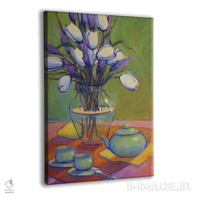 تابلو دکوراتیو قوری سبز اثر کانی کیم - نمای پرسپکتیو محصول