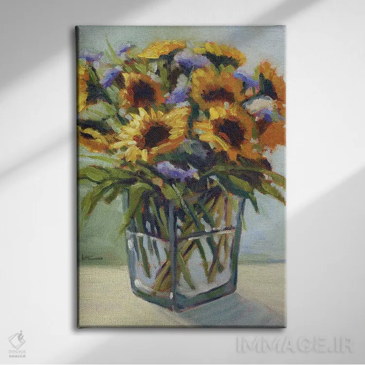 تابلو دکوراتیو دسته گل تابستانی ۴ اثر کانی کیم - نمای روبهرو روی دیوار