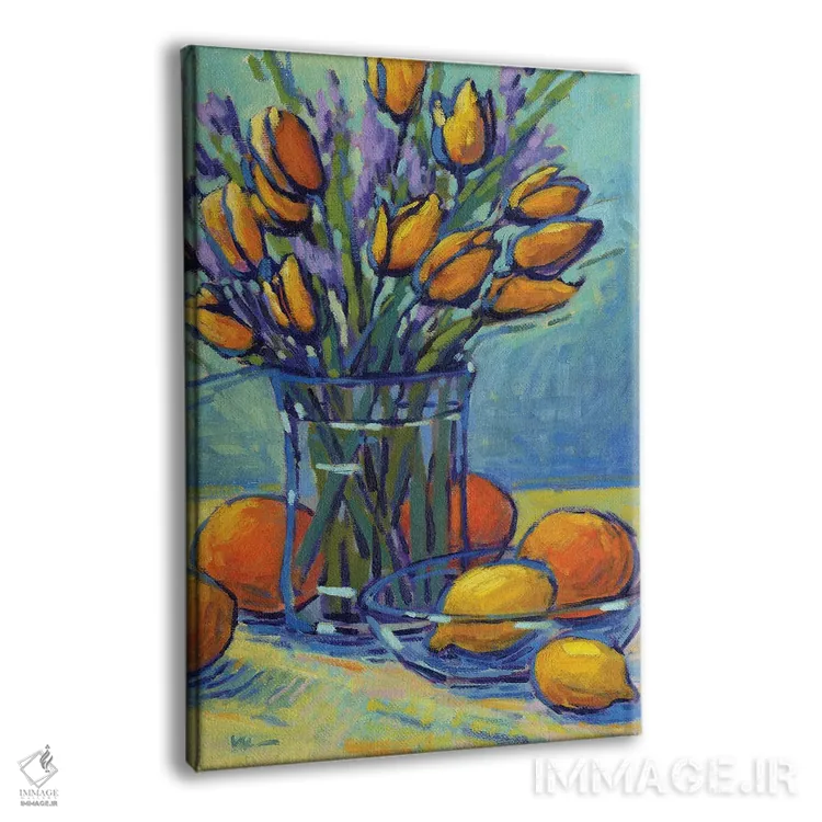 تابلو دکوراتیو لاله ها، لیموها، وای! اثر کانی کیم - نمای پرسپکتیو محصول