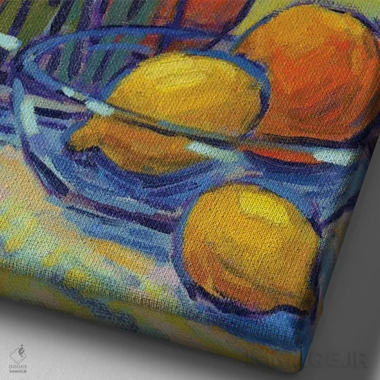 تابلو دکوراتیو لاله ها، لیموها، وای! اثر کانی کیم - نمای نزدیک بافت بوم