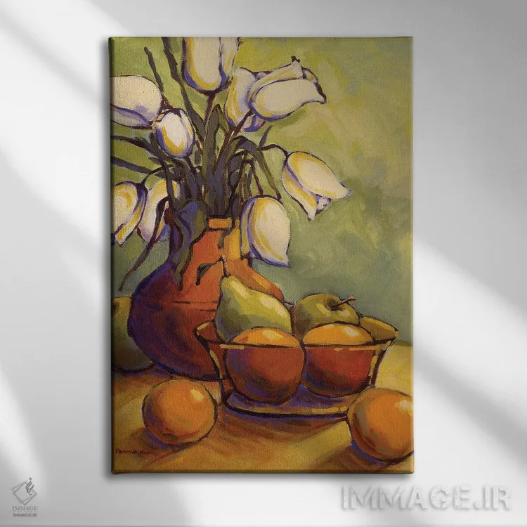 تابلو دکوراتیو لاله ها ۱ اثر کانی کیم - نمای روبهرو روی دیوار