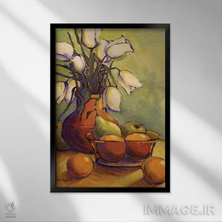 تابلو دکوراتیو لاله ها ۱ اثر کانی کیم - نمای قابدار مشکی