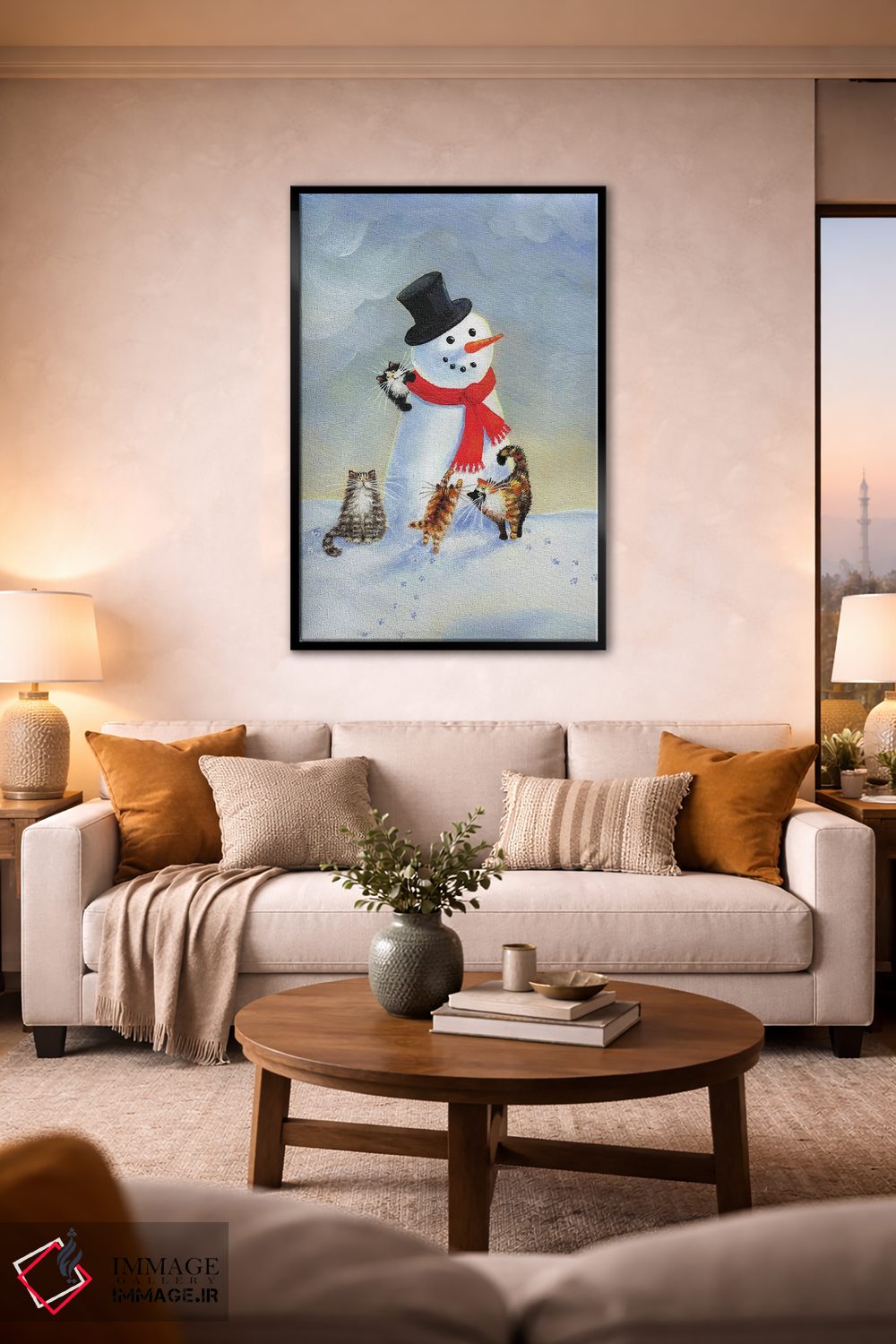 تابلو دکوراتیو گربه های برفی اثر کیم هاسکینز - D1B