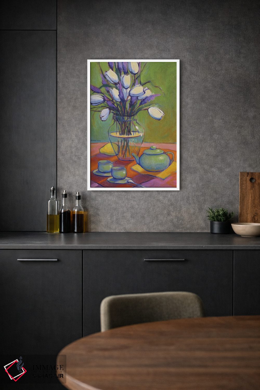 تابلو دکوراتیو قوری سبز اثر کانی کیم - D1W