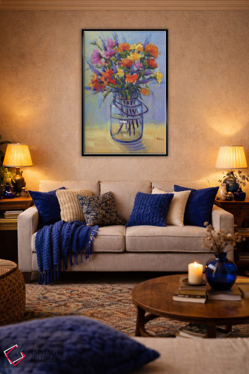 تابلو دکوراتیو دسته گل بهاری اثر کانی کیم - D5B