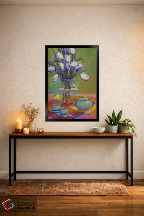 تابلو دکوراتیو قوری سبز اثر کانی کیم - D5B