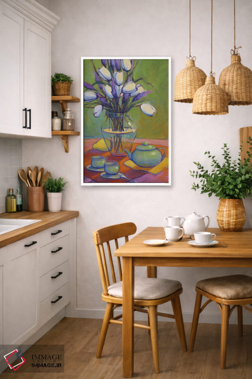 تابلو دکوراتیو قوری سبز اثر کانی کیم - D6W