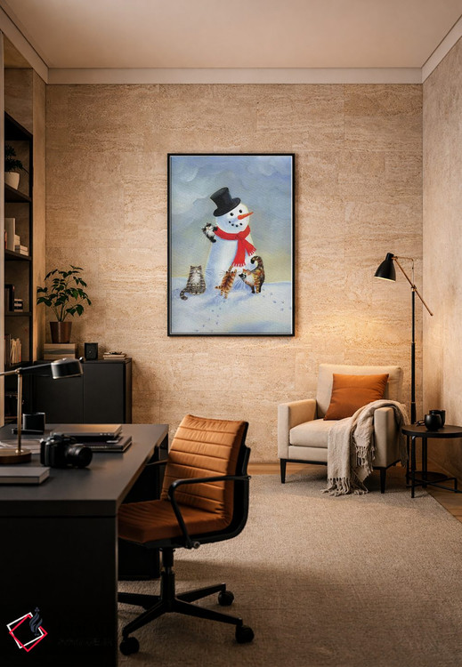 تابلو دکوراتیو گربه های برفی اثر کیم هاسکینز - D6B