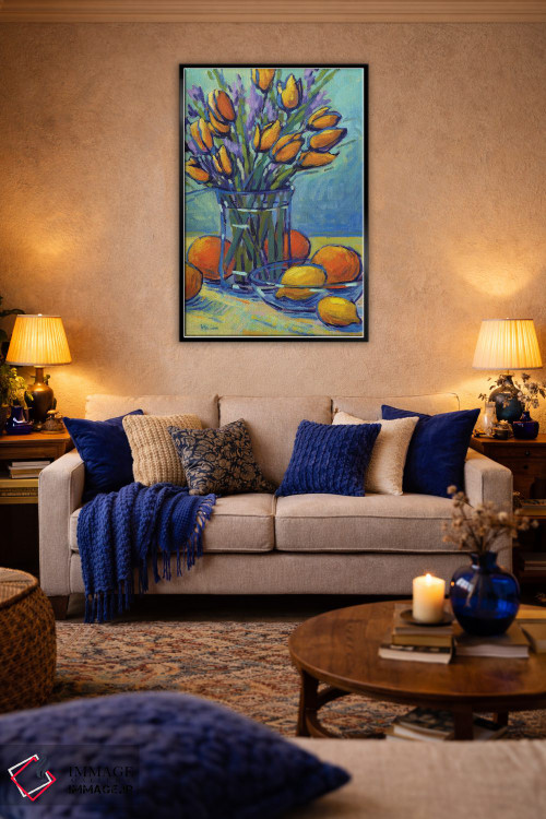 تابلو دکوراتیو لاله ها، لیموها، وای! اثر کانی کیم - D5B