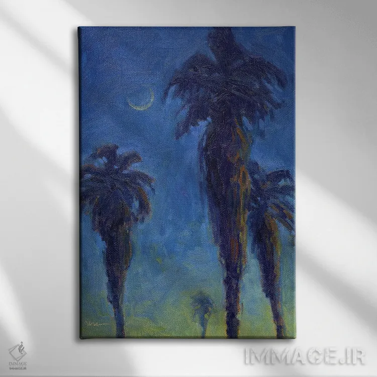 تابلو دکوراتیو نخل های داغ تابستانی اثر کانی کیم - نمای روبهرو روی دیوار