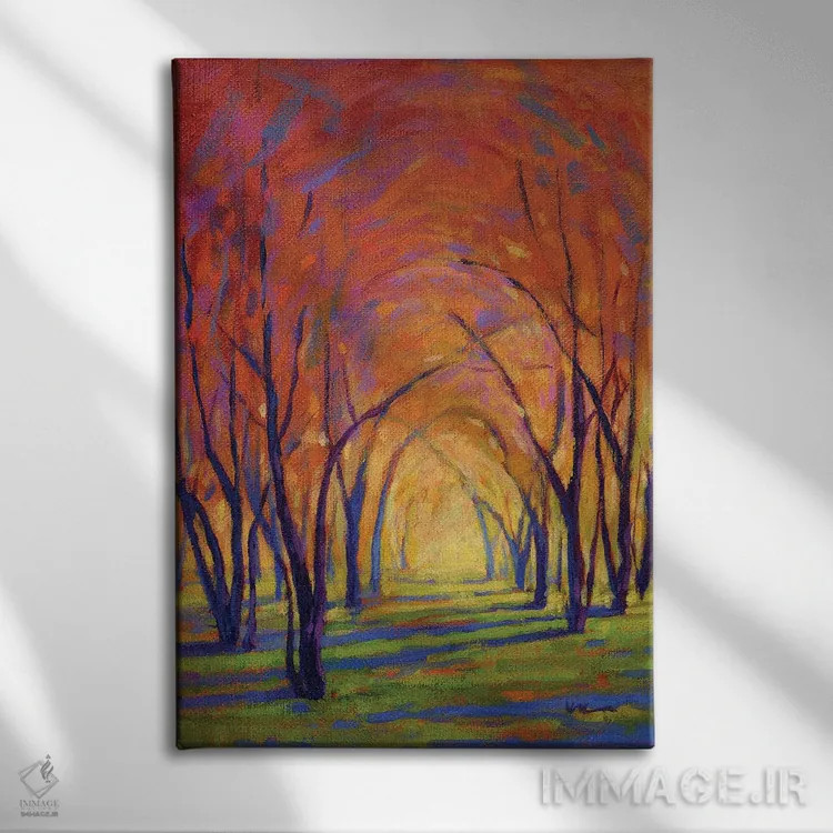 تابلو دکوراتیو رنگ های پاییز اثر کانی کیم - نمای روبهرو روی دیوار