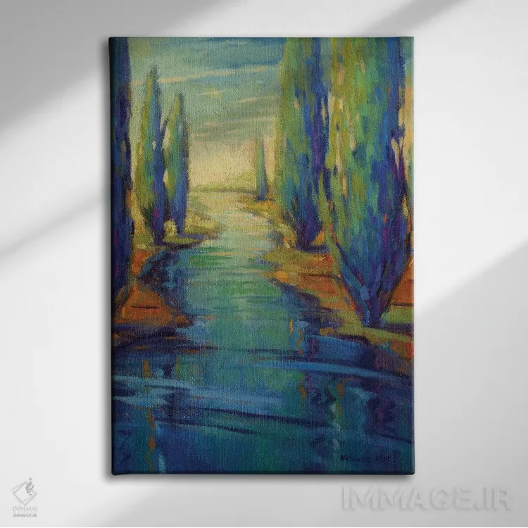 تابلو دکوراتیو در امتداد جویبار اثر کانی کیم - نمای روبهرو روی دیوار