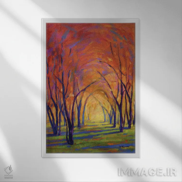 تابلو دکوراتیو رنگ های پاییز اثر کانی کیم - نمای قابدار سفید