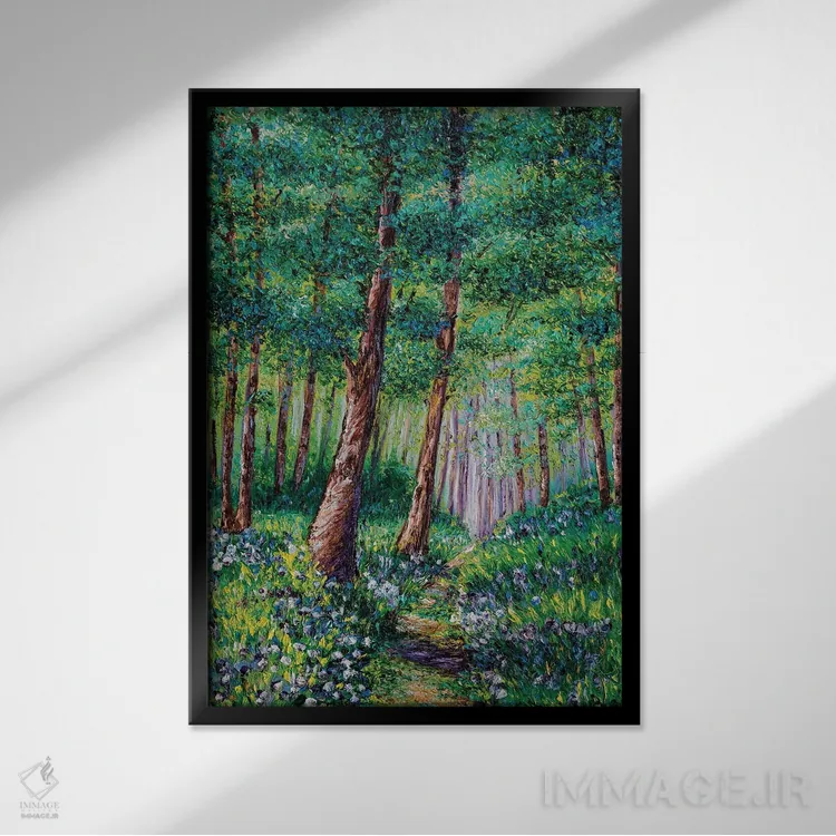 تابلو دکوراتیو جنگل در شکوفه اثر کیمبرلی آدامز - نمای قابدار مشکی