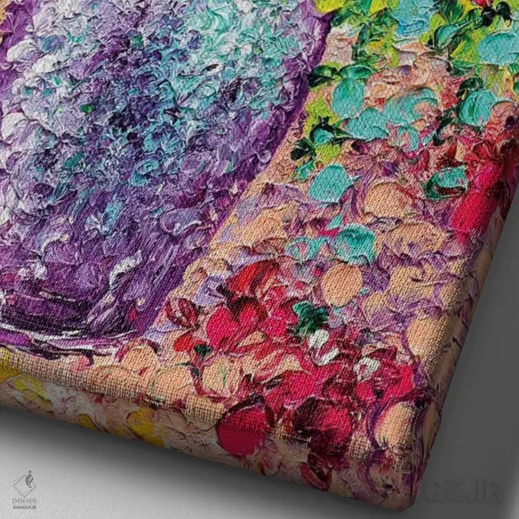 تابلو دکوراتیو دسته گل تابستانی اثر کیمبرلی آدامز - نمای نزدیک بافت بوم