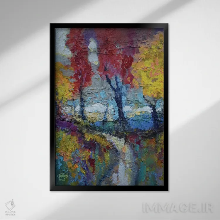 تابلو انتزاعی مسیر تپه اثر کیپ دکر - نمای قابدار مشکی