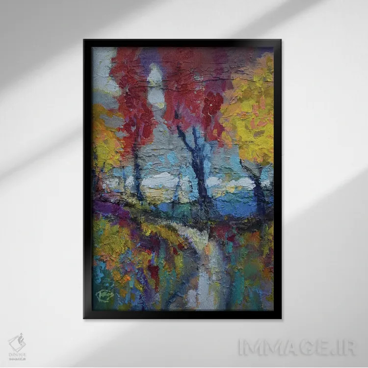 تابلو انتزاعی مسیر تپه اثر کیپ دکر - نمای قابدار مشکی