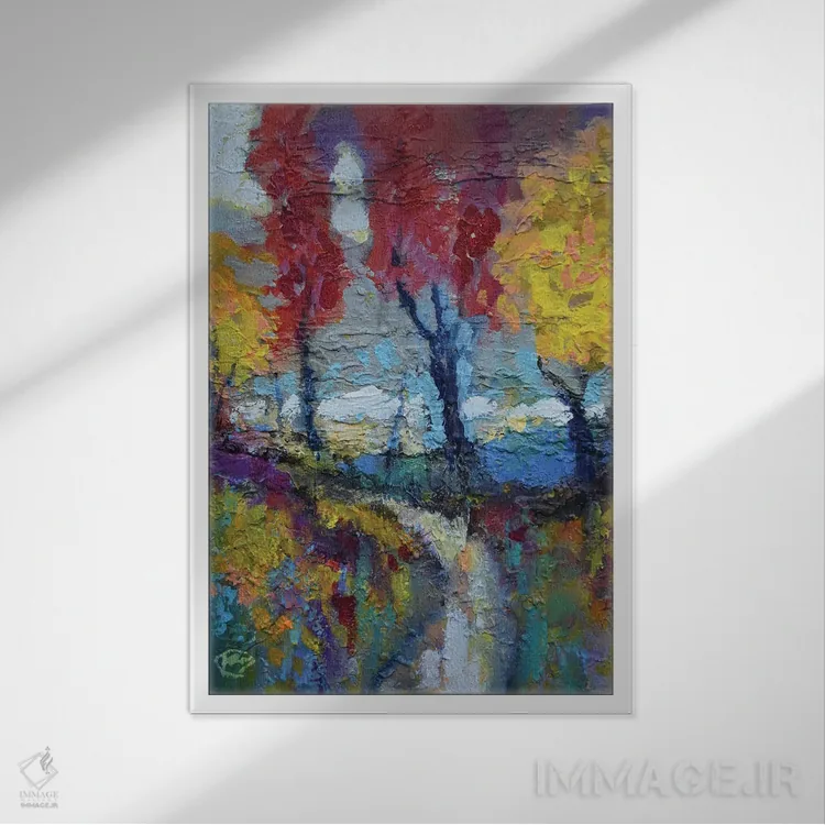 تابلو انتزاعی مسیر تپه اثر کیپ دکر - نمای قابدار سفید