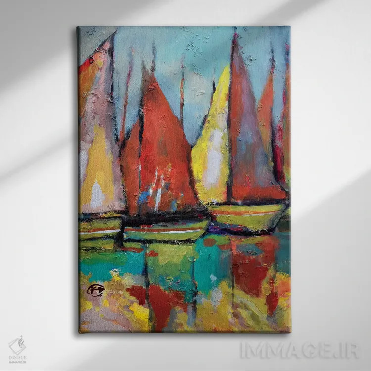 تابلو دکوراتیو قایق های قدیمی تن ماهی اثر کیپ دکر - نمای روبهرو روی دیوار