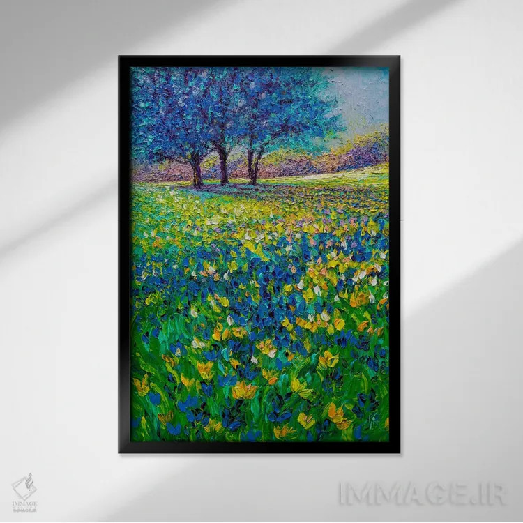 تابلو دکوراتیو صبح آبی اثر کیمبرلی آدامز - نمای قابدار مشکی