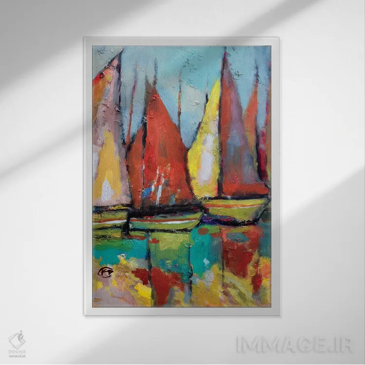 تابلو دکوراتیو قایق های قدیمی تن ماهی اثر کیپ دکر - نمای قابدار سفید