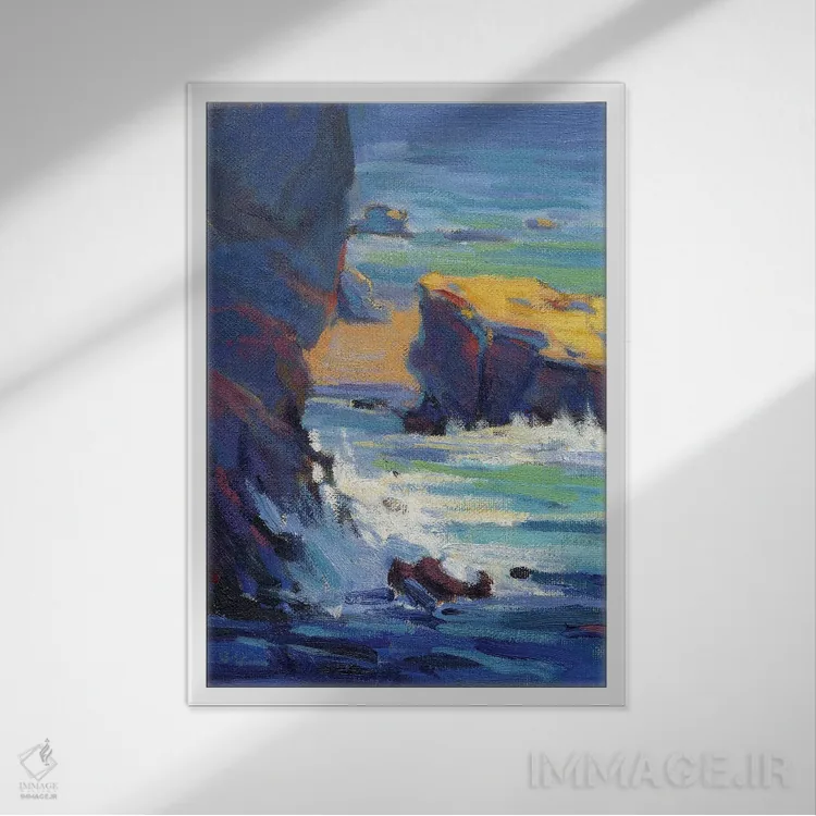 تابلو دکوراتیو صخره های لاگونا اثر کانی کیم - نمای قابدار سفید