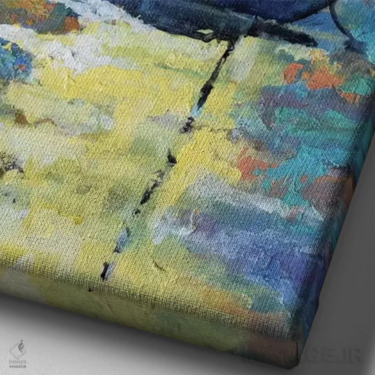 تابلو دکوراتیو ماه بالای قایق بادبانی اثر کیپ دکر - نمای نزدیک بافت بوم