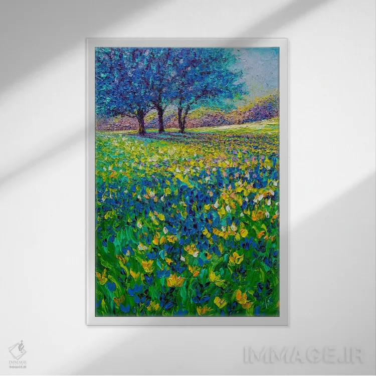 تابلو دکوراتیو صبح آبی اثر کیمبرلی آدامز - نمای قابدار سفید