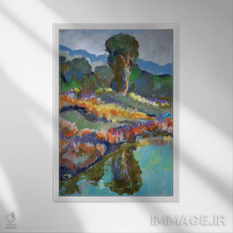 تابلو دکوراتیو برکه روستایی اثر کیپ دکر - نمای قابدار سفید